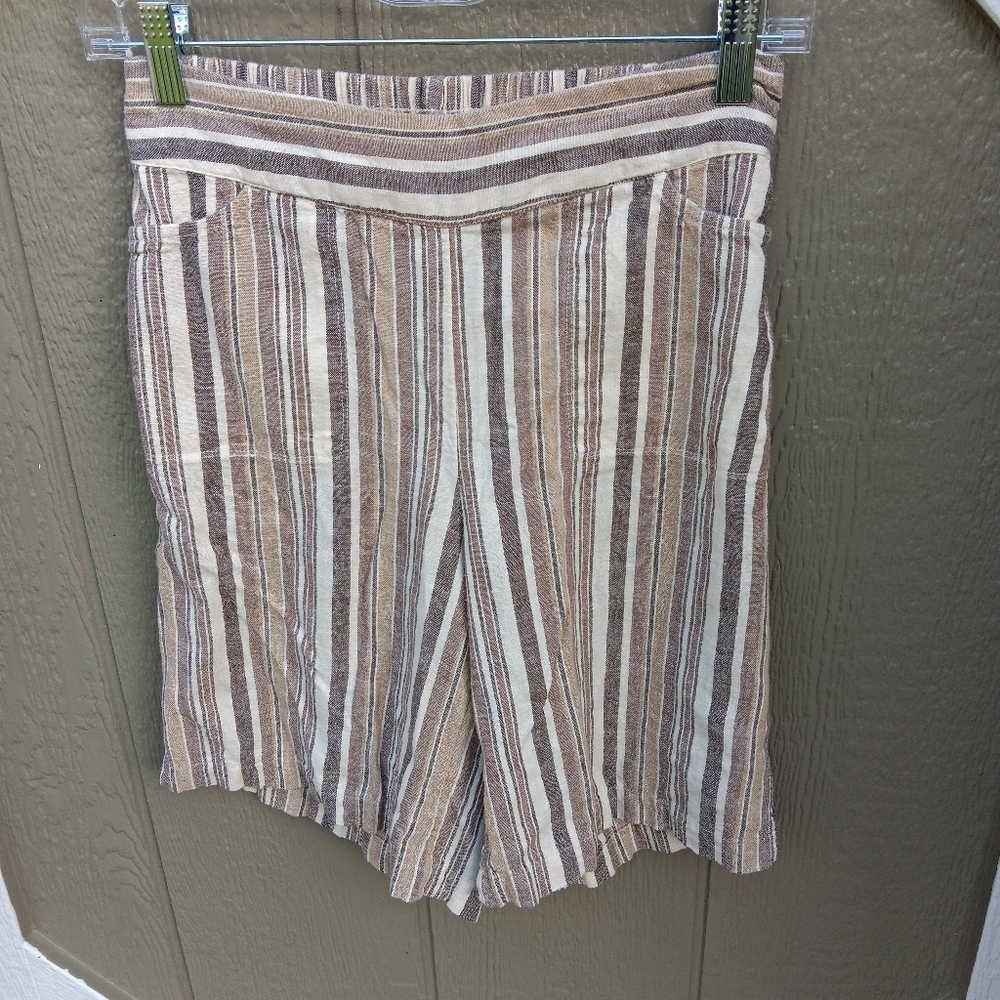 BRIDGEHAMPTON Isaac Mizrahi Live Striped Linen Blend Shorts Size 0